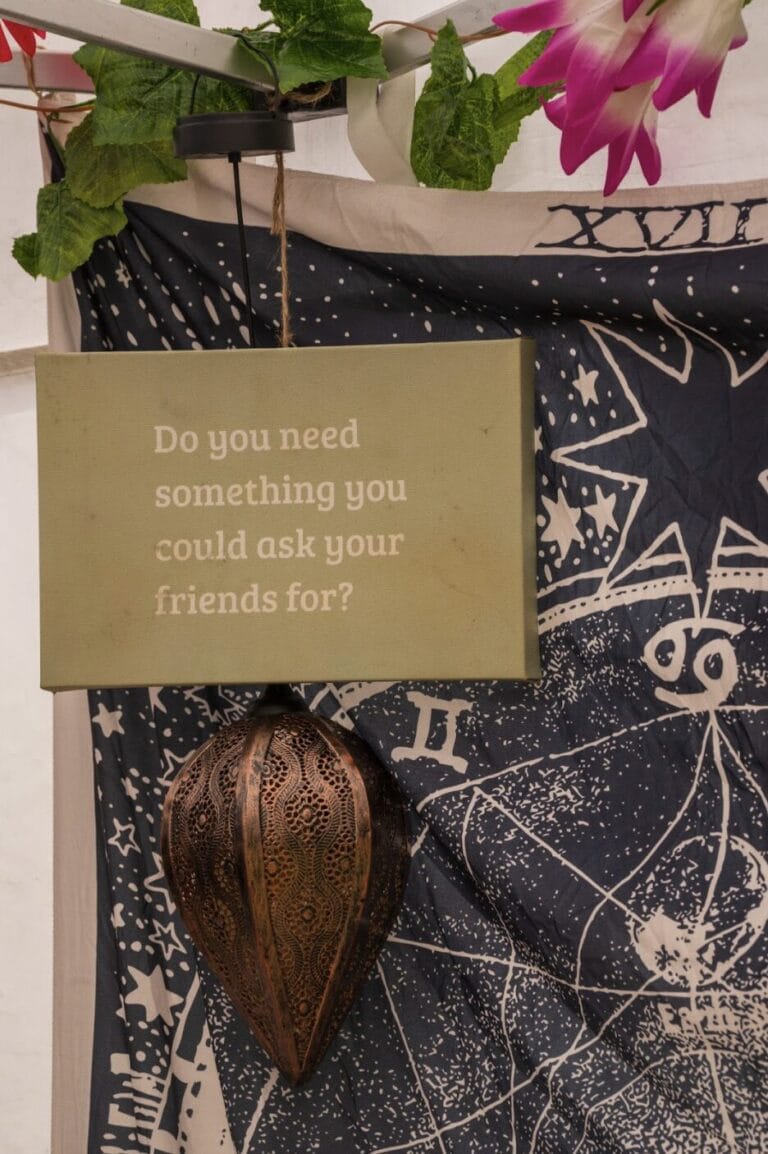 A graphic that says 'do you need something you could ask your friends for?'